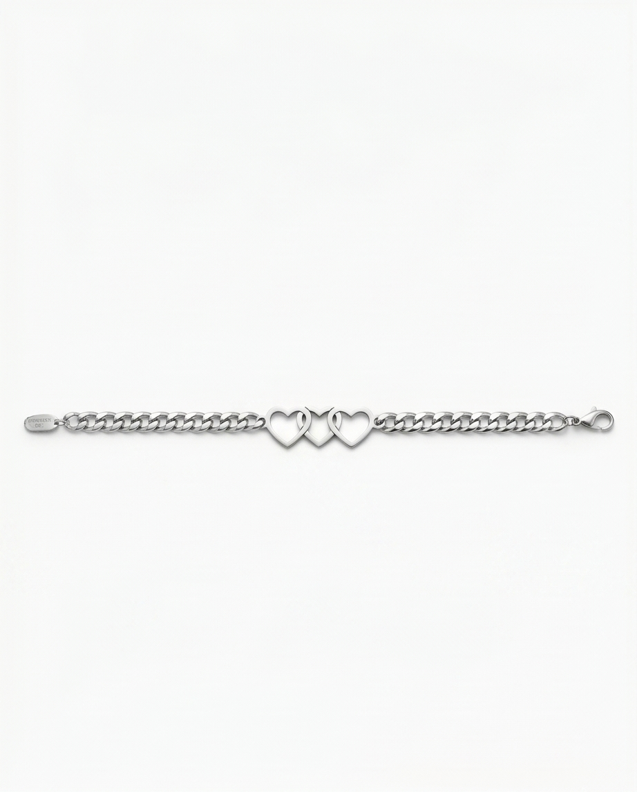 Pulsera fantasia dorada con corazones