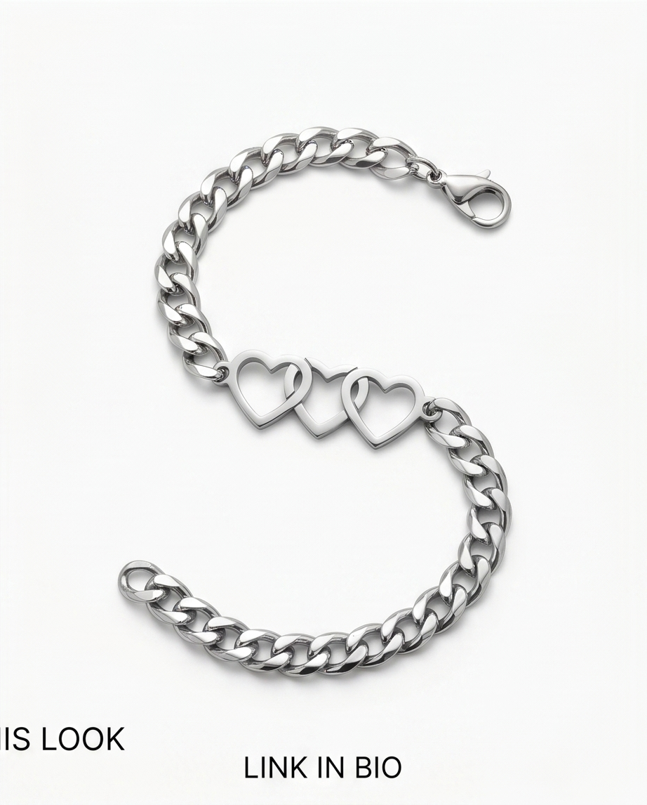 Pulsera fantasia dorada con corazones
