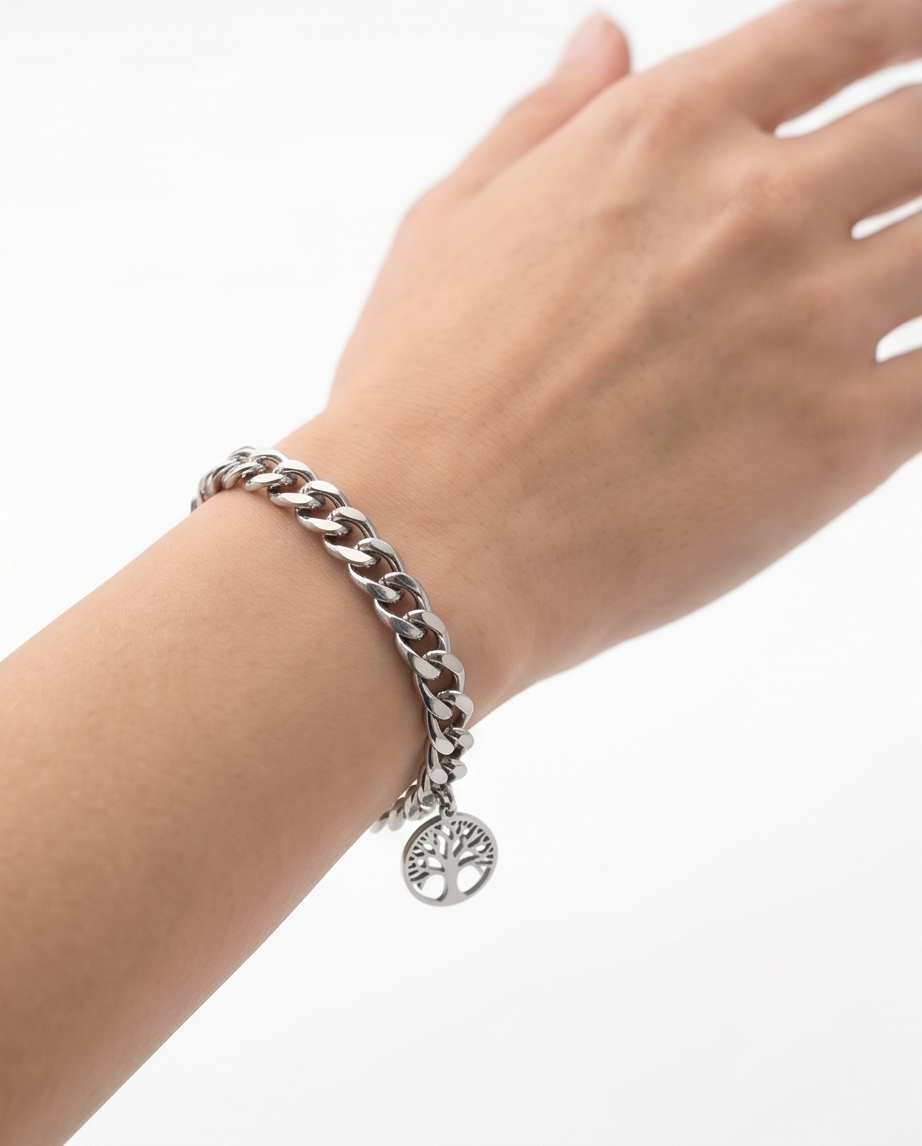 Pulsera fantasia plateada