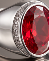 Anillo de Acero quirúrgico plateado con Rubi colección 2027