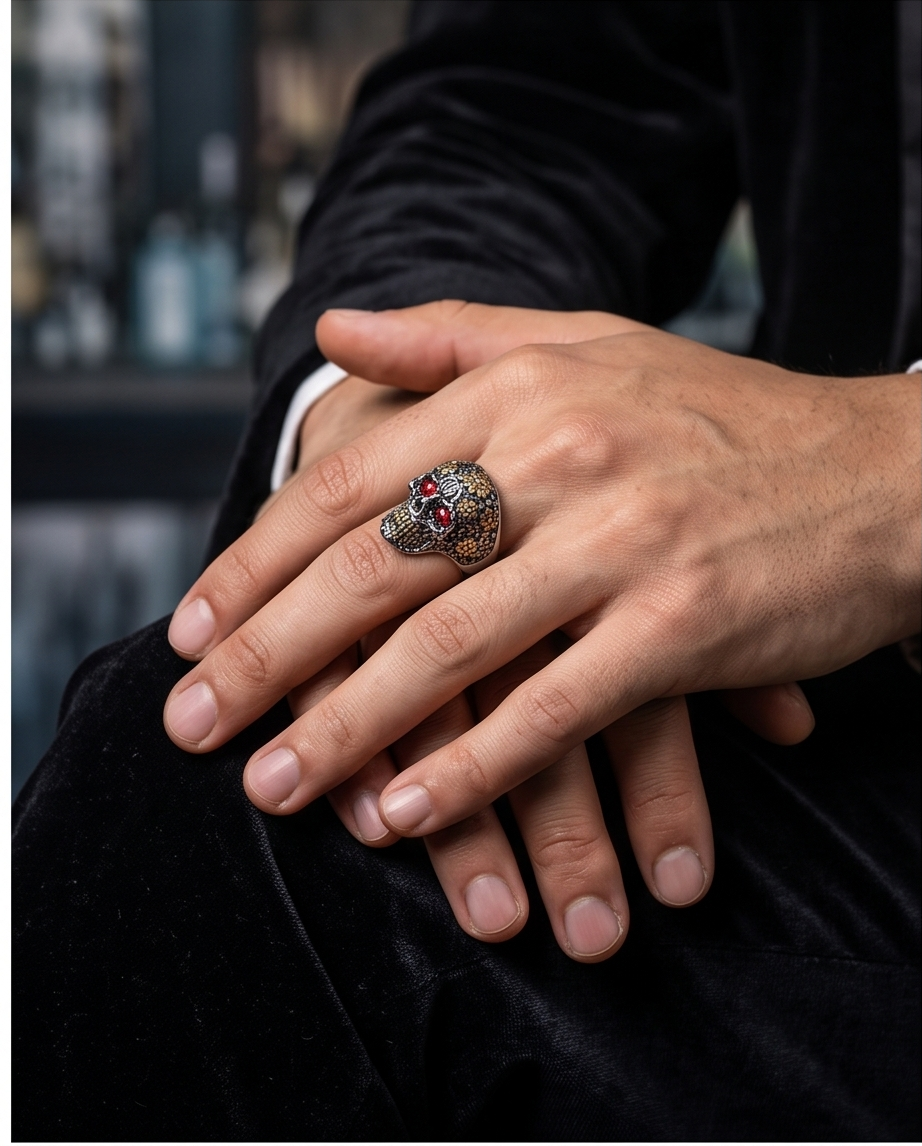 Anillo de Acero quirúrgico plateado con Rubi colección 2027