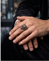 Anillo de Acero quirúrgico plateado con Rubi colección 2027