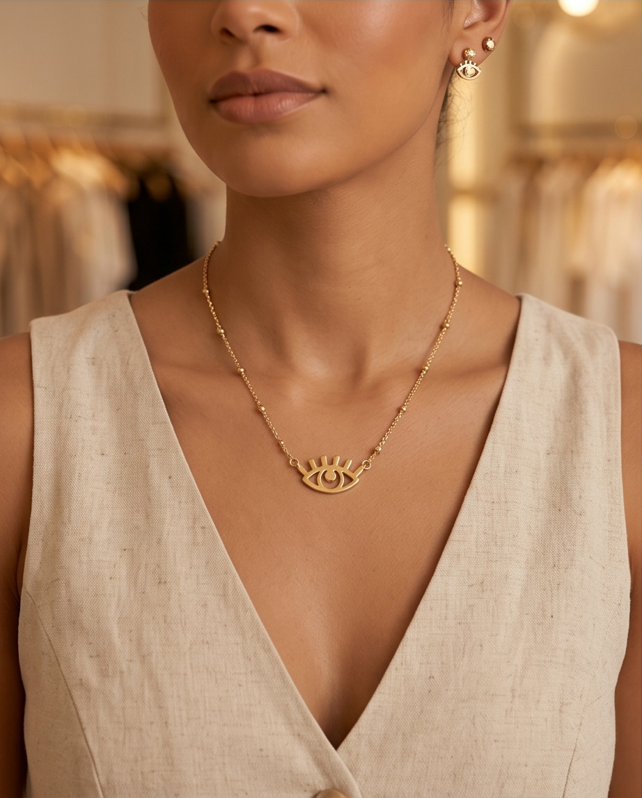 COLLAR CON DIJE ENCHAPADO CON OJITOS