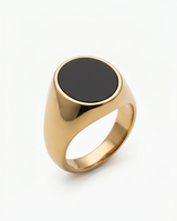 ANILLO DE ACERO QUIRURGICO DORADO CON PIEDRA AN007