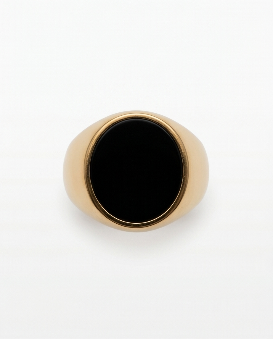 ANILLO DE ACERO QUIRURGICO DORADO CON PIEDRA AN007