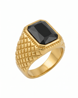 ANILLO DE ACERO QUIRURGICO DORADO CON PIEDRA AN008