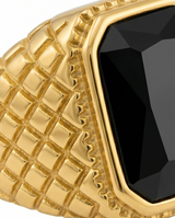 ANILLO DE ACERO QUIRURGICO DORADO CON PIEDRA AN008