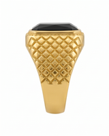 ANILLO DE ACERO QUIRURGICO DORADO CON PIEDRA AN008