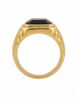 ANILLO DE ACERO QUIRURGICO DORADO CON PIEDRA AN008