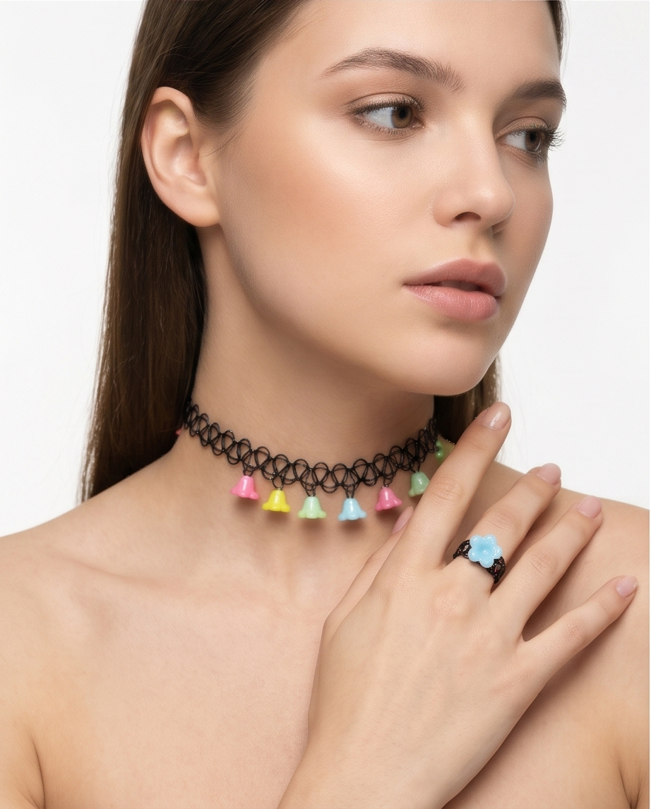 CHOKER , ANILLOS Y PULSERA