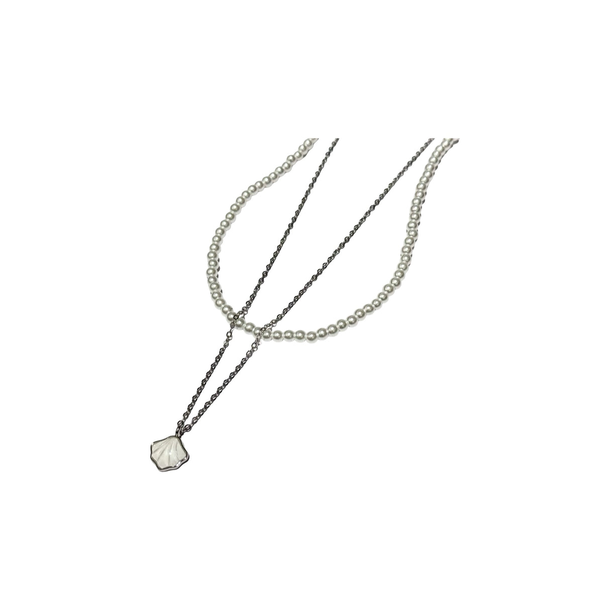 Cadena con Dije doble Acero y Perlas
