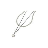 Cadena con Dije doble Acero y Perlas