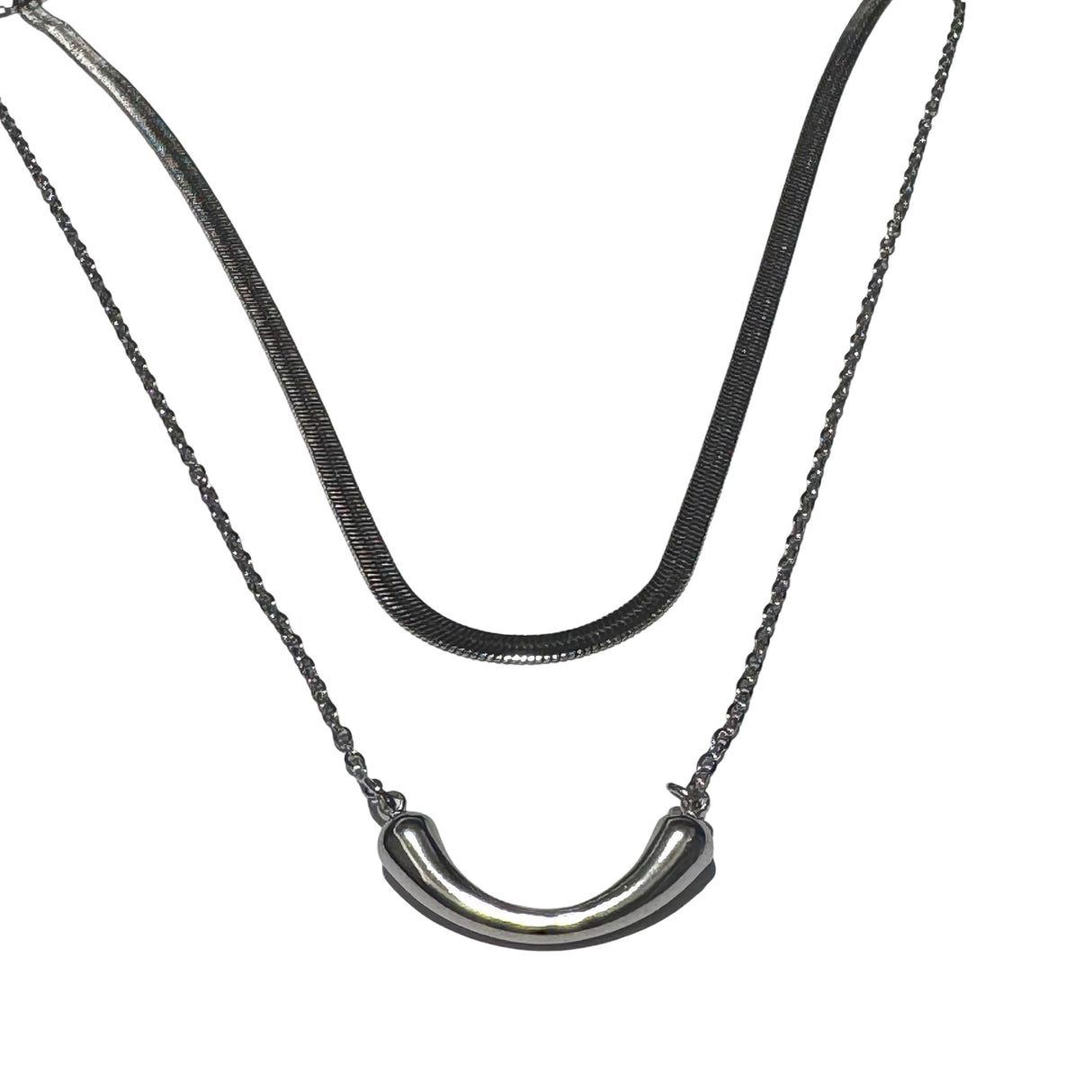 Collar de Acero Quirurgico doble con dije