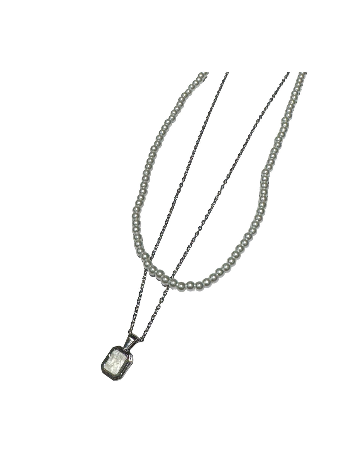 collar de Acero Quirurgico doble con cadena acero chata y dije