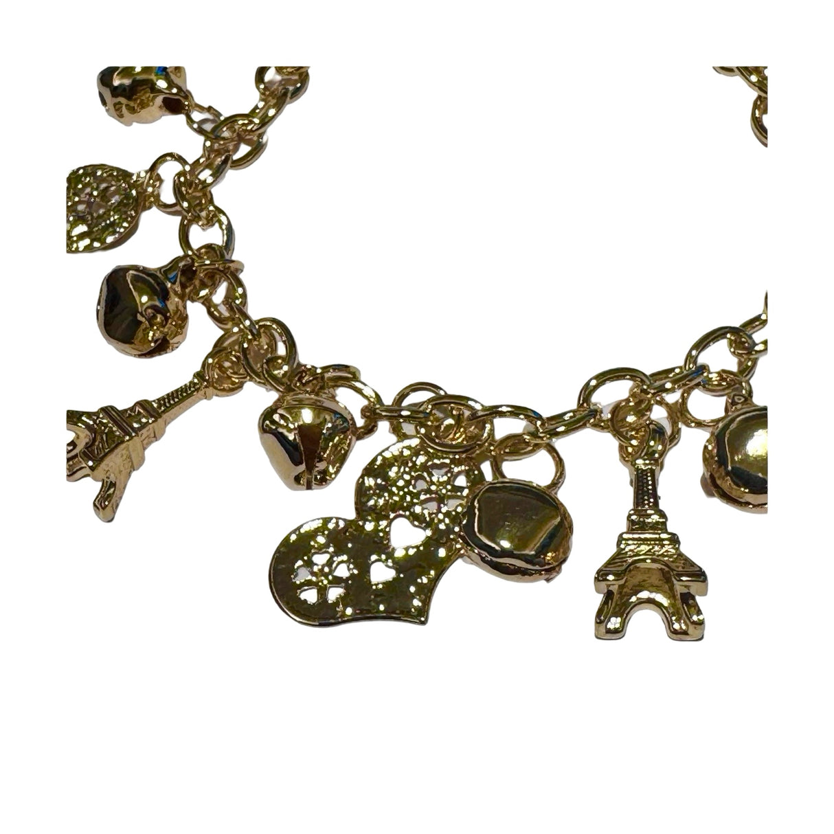 Pulsera fantasia dorada con corazones