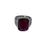 Anillo de acero de mesa hombre plateado con piedra