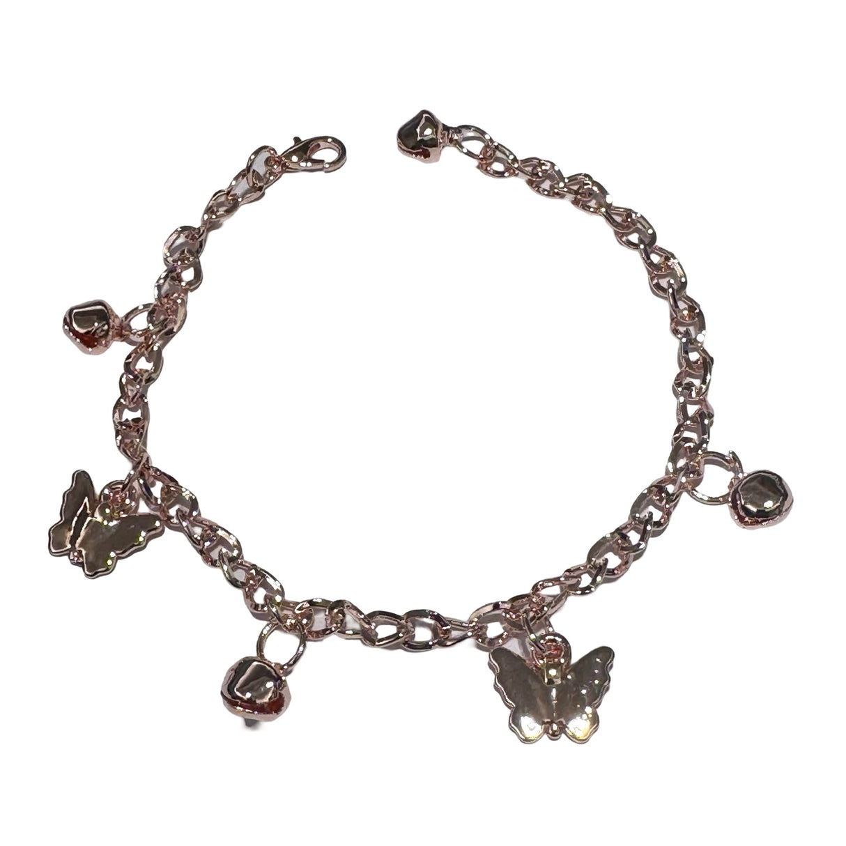 Pulsera fantasia con dijes color rosa